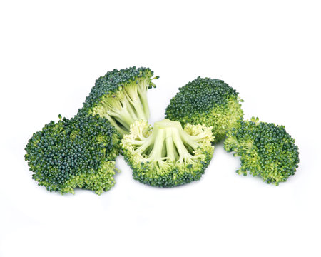 Fresh organic broccoli separated on white background