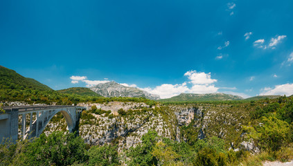 Artuby Bridge And Panorama Of The Verdon Gorge In France.