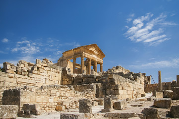 Dougga, Roman Ruins. Unesco World Heritage Site in Tunisia.