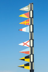 Marine signal flags in the port of Barcelona