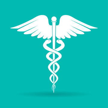 caduceus medical symbol (emblem for drugstore or medicine, medical sign, symbol of pharmacy, pharmacy snake symbol)