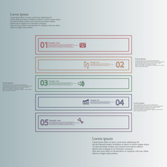 Square shape infographic template consists of five parts from outlines