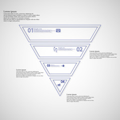 Triangle shape infographic template consists of four parts from outlines