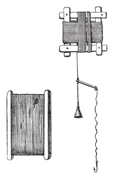 Gandol, English winder, vintage engraving.