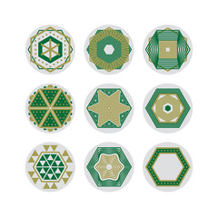 Set of nine abstract hexagon shaped vector symbols. - 106311499