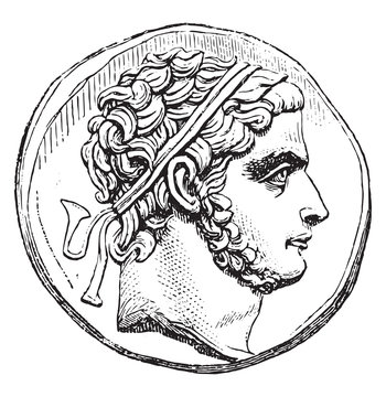 Prusias I, vintage engraving.