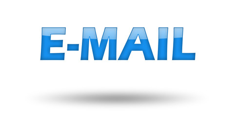 Obraz premium Word E-MAIL with blue letters and shadow. 