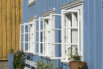 Hausfassade Holzhaus Trondheim, Norwegen