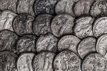 Fototapeta na wymiar Ancient coin of the Roman Empire.