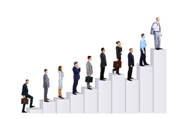 Fototapeta premium Business people team and diagram. Isolated over white background
