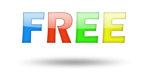 Text FREE with colorful letters and shadow. 