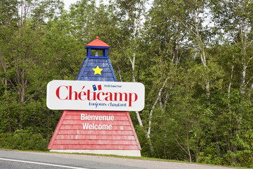 welcome to Cheticamp sign in cape bretton island nova scotia can