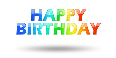 Text Happy Birthday with colorful letters and shadow. 