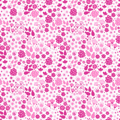 Seamless floral and flower background. Funny doodling. 