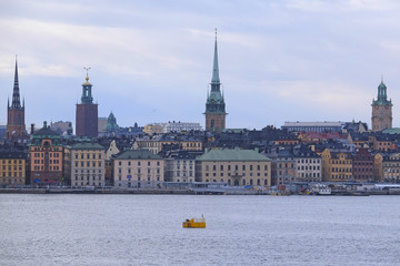 Stockholm, Sweden - March, 16, 2016: panorama of an old town of Stockholm, Sweden