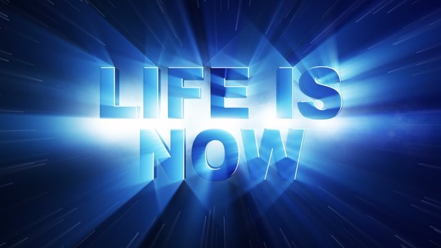 LIFE IS NOW Text Animation Lights Rays, Loop, 4k
