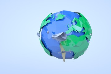 Low Poly Earth on white Background