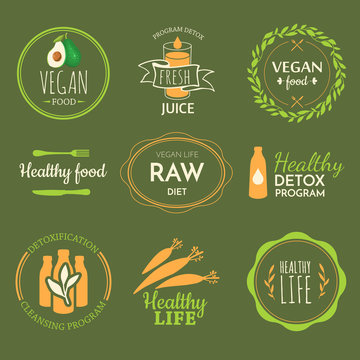 Logos with vegetarian and useful meal.