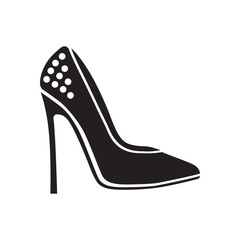 Flat icon in black and white stilettos