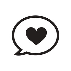 Flat icon in black and white love message