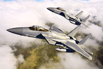 F-15C Eagle 3D illustration model in flight