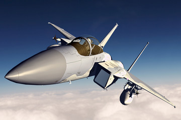Naklejka na ściany i meble F-15C Eagle 3D illustration model in flight