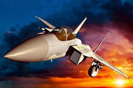 F-15C Eagle 3D illustration model in flight