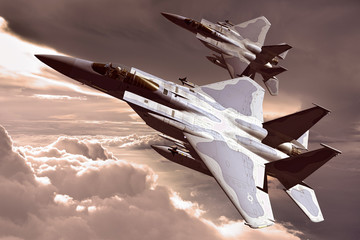 F-15C Eagle 3D illustration model in flight