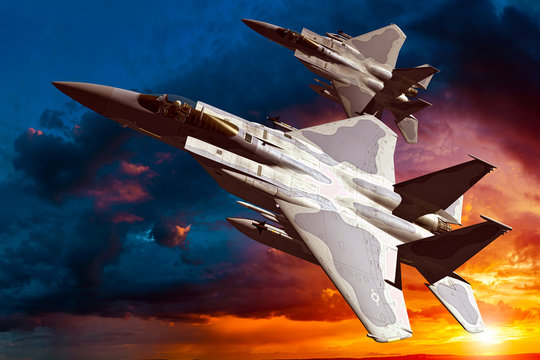 F-15C Eagle 3D illustration model in flight