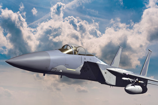 F-15C Eagle 3D illustration model in flight