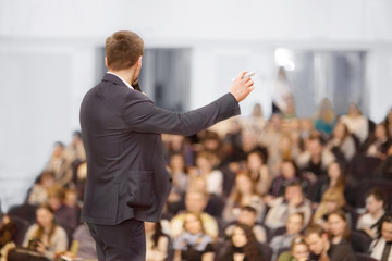 Speaker at Business convention and Presentation. Audience 