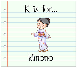 Flashcard letter K is for kimono