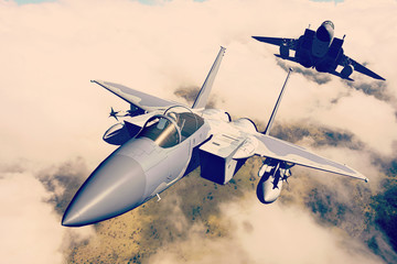 F-15C Eagle 3D rendering vintage effect