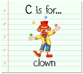 Flashcard letter C is for clown