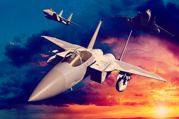 F-15C Eagle 3D rendering vintage effect