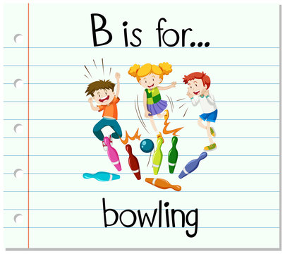 Flashcard letter B is for bowling
