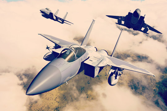 F-15C Eagle 3D rendering vintage effect