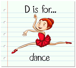 Flashcard letter D is for dance
