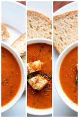 Tomato soup and croutons