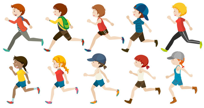 Boys and girls running