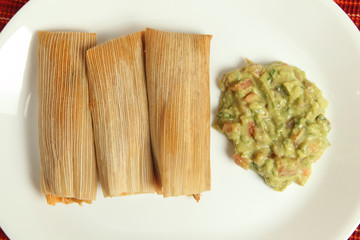 Chicken, cheese and pork tamales