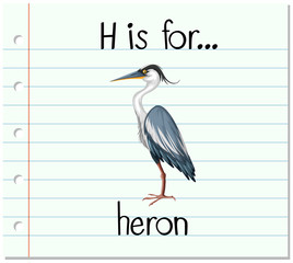 Flashcard letter H is for heron