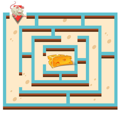 Maze template with mouse and cheese