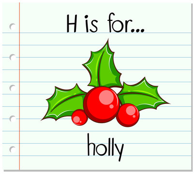 Flashcard alphabet H is for holly
