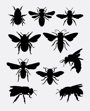 Bee insect animal silhouette. Good use for symbol, logo, web icon, mascot, sign, sticker, or any design you want. Easy to use.
