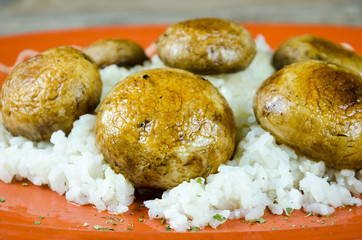 stuffed mushrooms grilled with rice