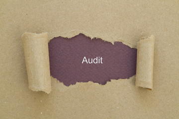 Audit word written behind torn paper.