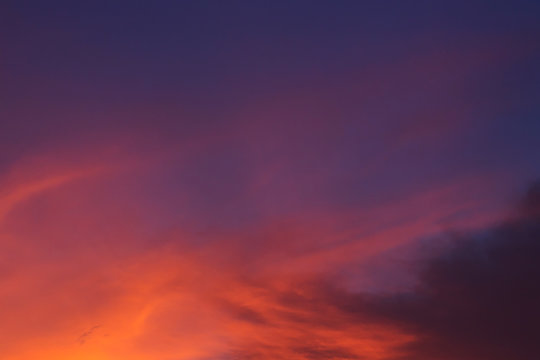Fototapeta colorful dramatic sunset sky with orange cloud, twilight sky