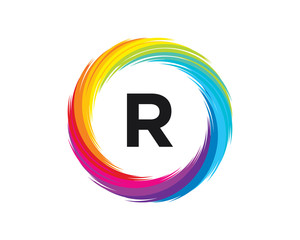 R  Letter Rainbow Wave