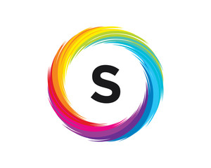 S  Letter Rainbow Wave